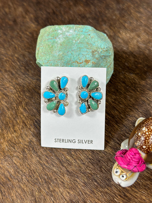 Kingman two tone half cluster earring