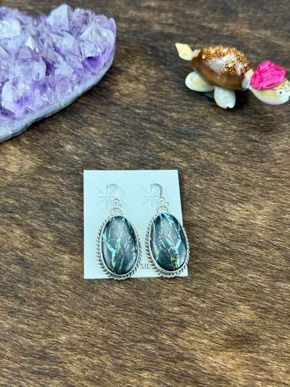 Black Jack Oval Dangle Earring