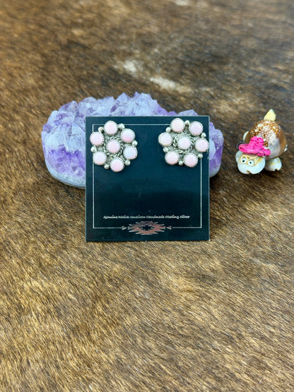 Pink Conch Cluster Stud Earring