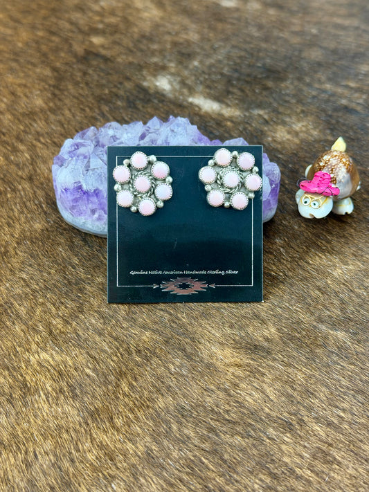 Pink Conch Cluster Stud Earring