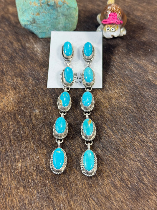 Kingman Turquoise 5 Stone Dangle Earring
