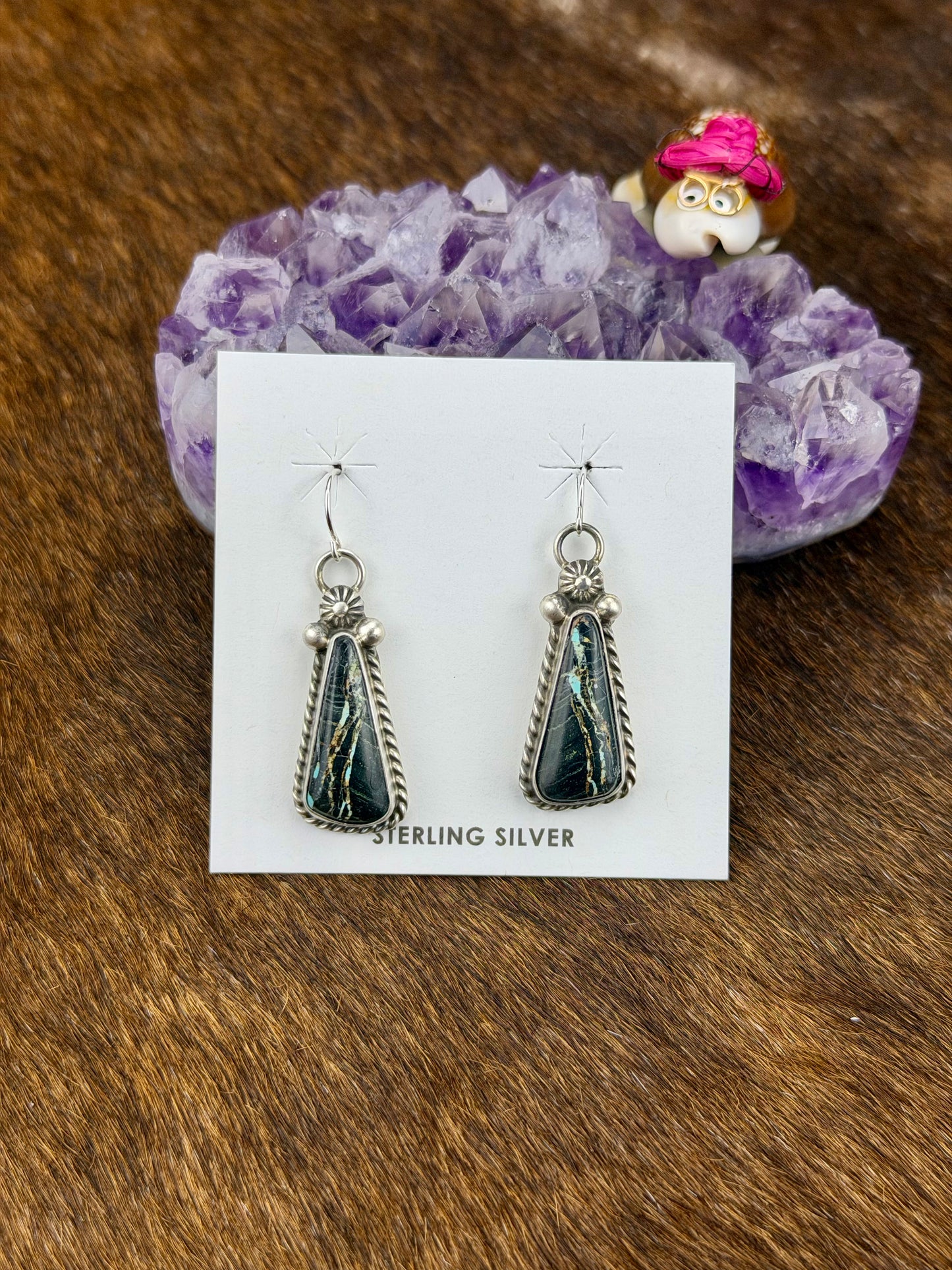 Black Jack Turquoise Teardrop Dangle Earring