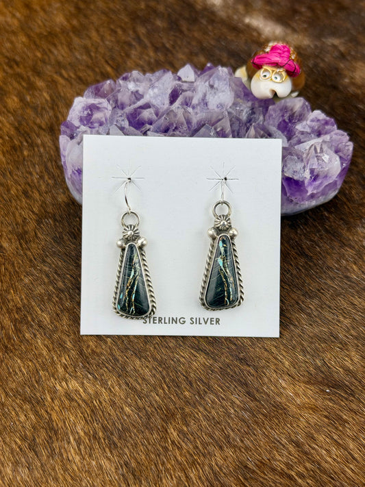Black Jack Turquoise Teardrop Dangle Earring