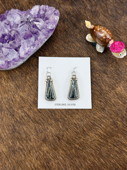 Black Jack Turquoise Teardrop Dangle Earring