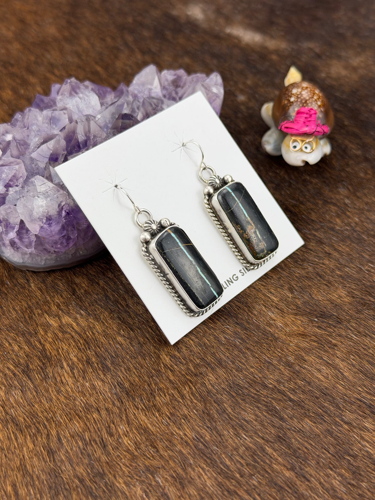 Black Jack Turquoise Teardrop Dangle Earring