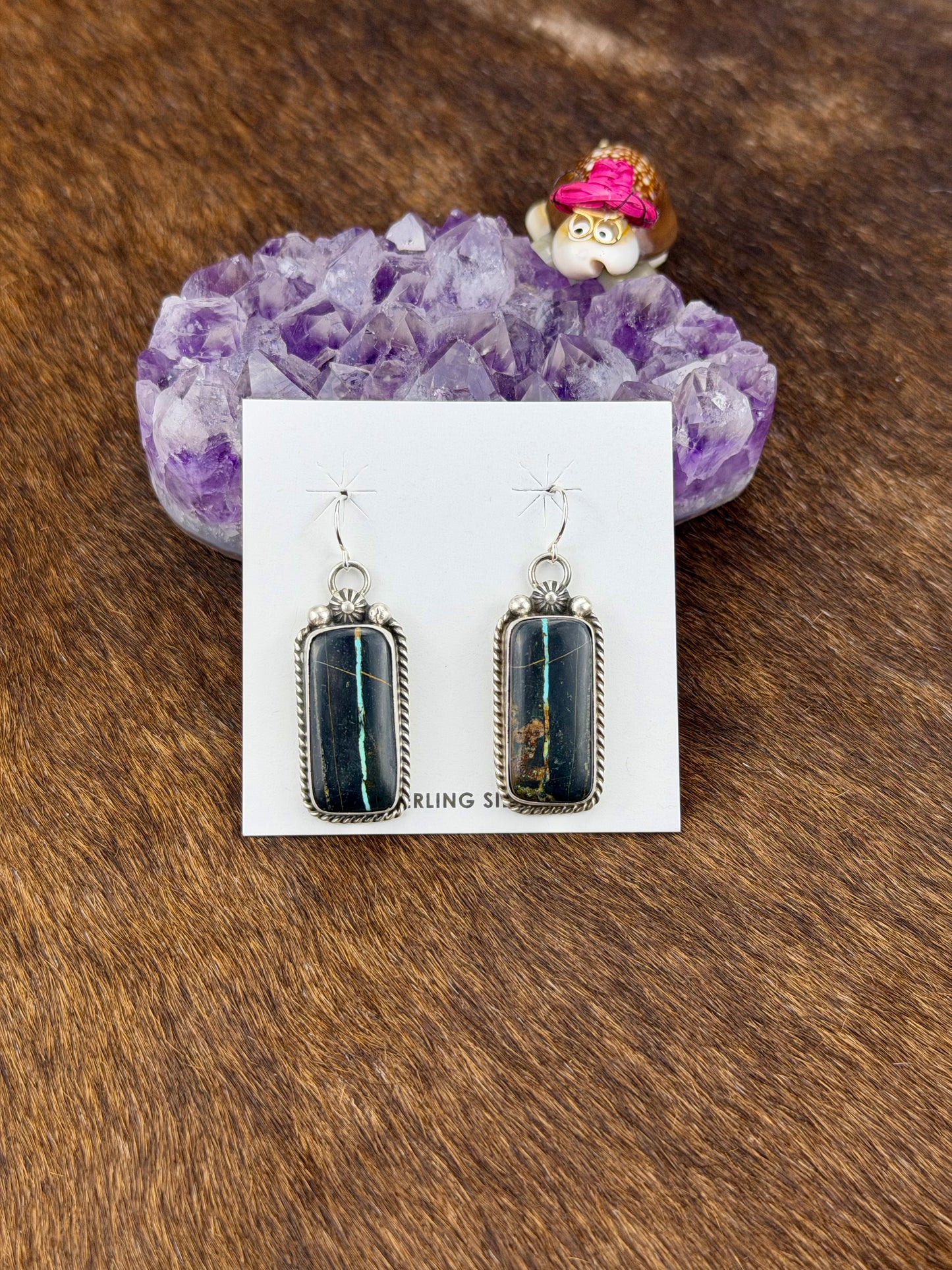 Black Jack Turquoise Teardrop Dangle Earring