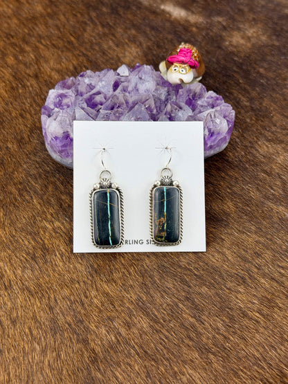 Black Jack Turquoise Teardrop Dangle Earring