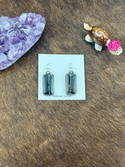 Black Jack Turquoise Teardrop Dangle Earring