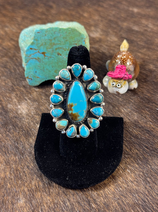 Kingman Turquoise Cluster Ring