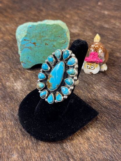Kingman Turquoise Cluster Ring