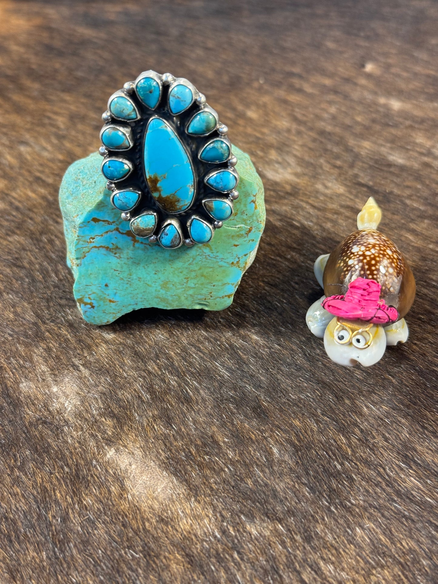 Kingman Turquoise Cluster Ring