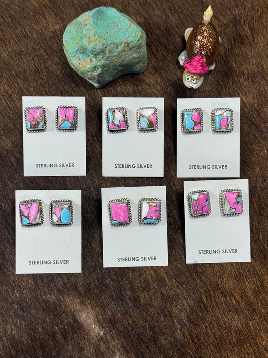 Cotton Candy Rectangle Earring