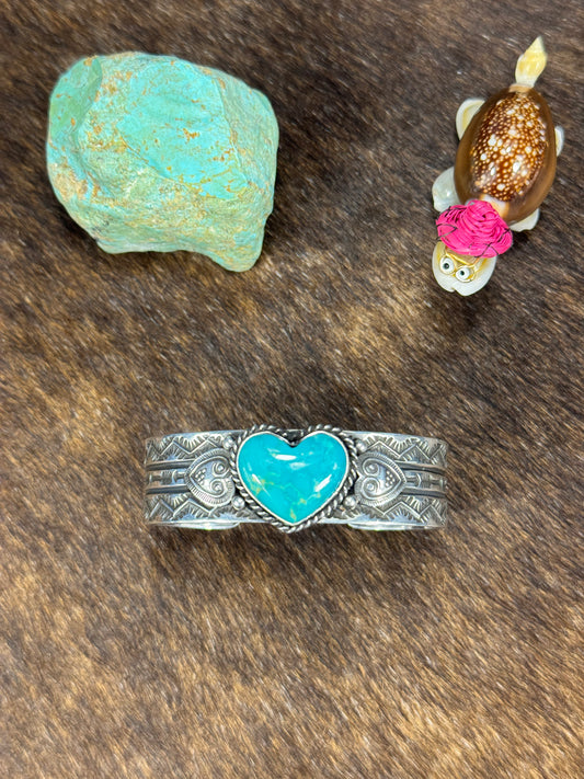 Kingman Turquoise Heart Bracelet