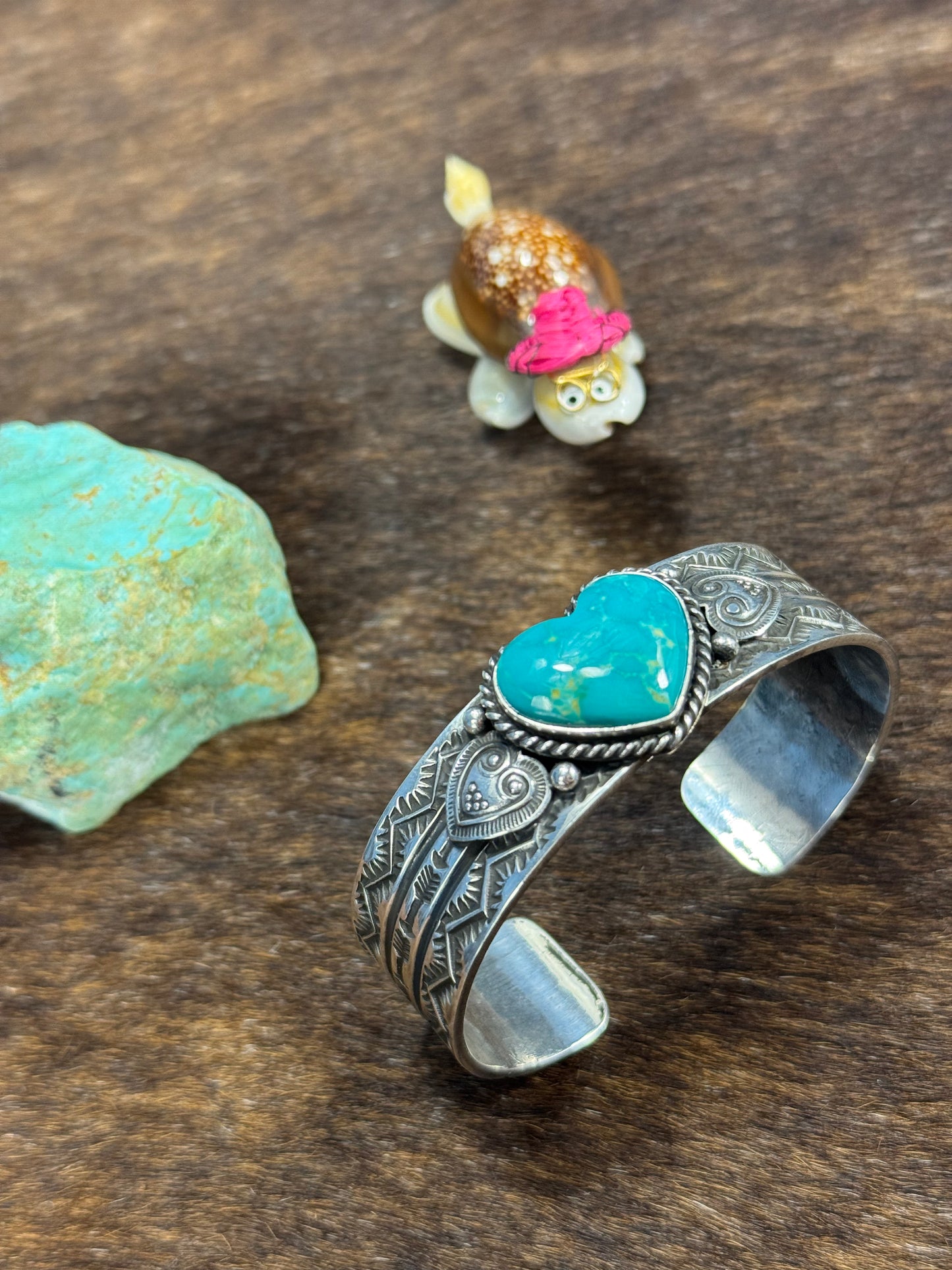 Kingman Turquoise Heart Bracelet