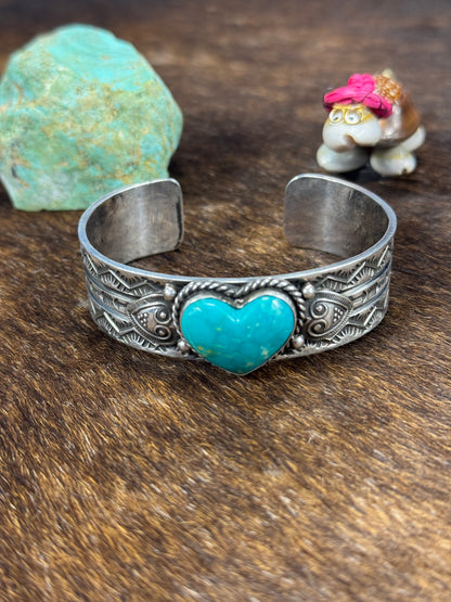 Kingman Turquoise Heart Bracelet