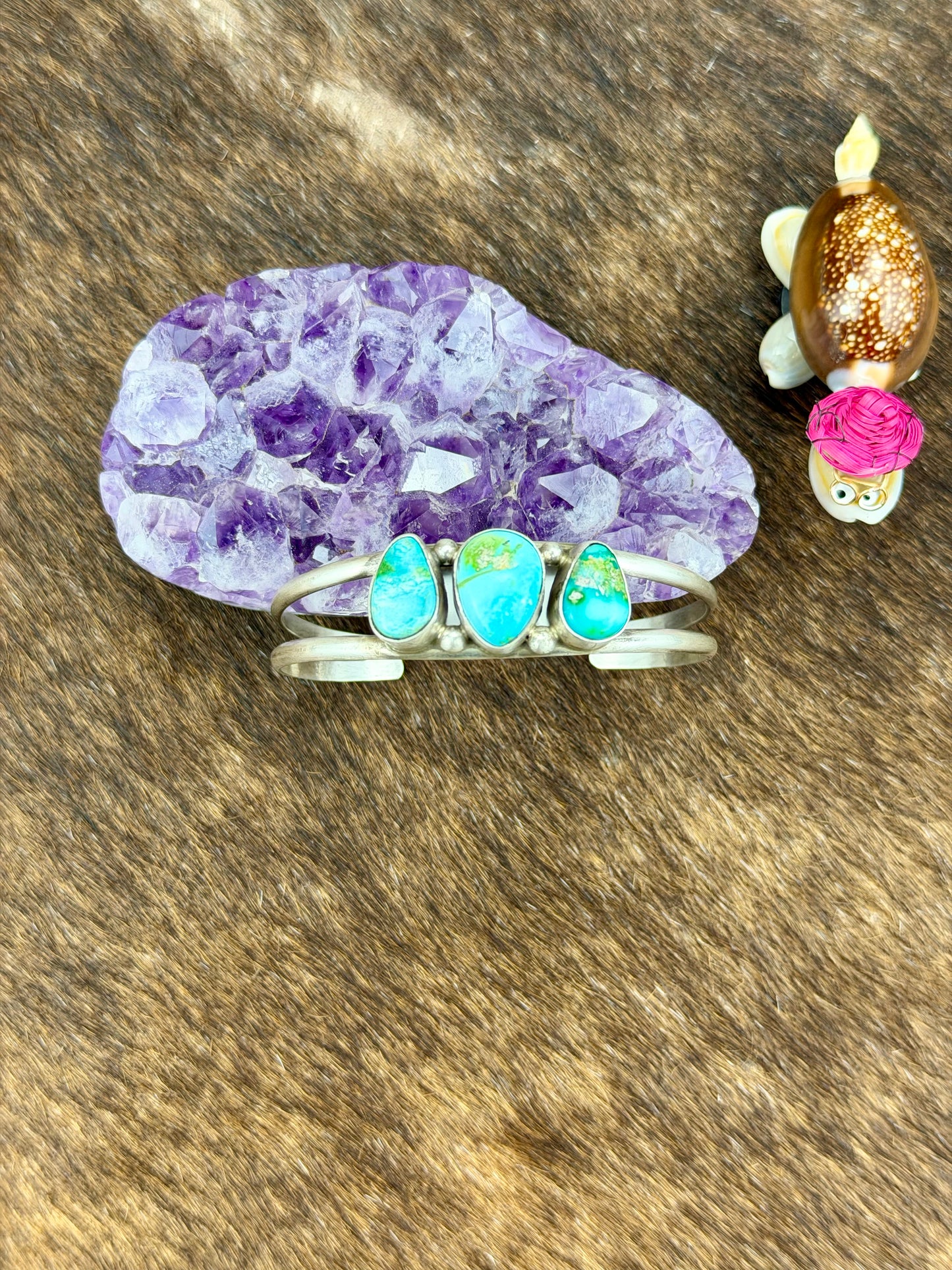 Sonoran Gold Turquoise 3 Stone Sterling Silver Cuff