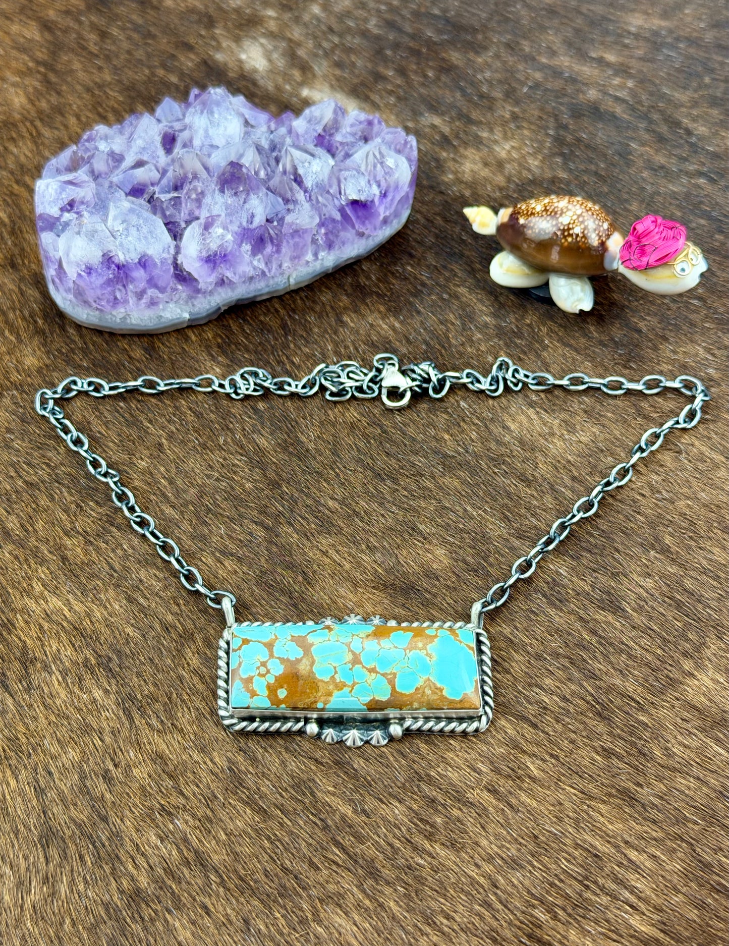 #8 Turquoise Bar Sterling Necklace