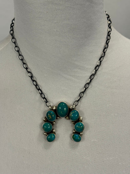 Kingman Turquoise Naja Fixed Pendant Necklace