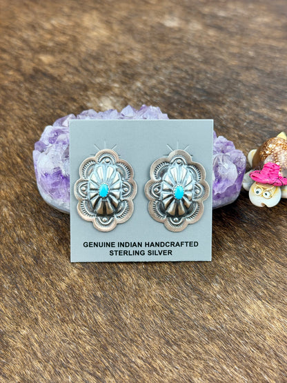 Kingman Turqouise Oval Concho Earrings