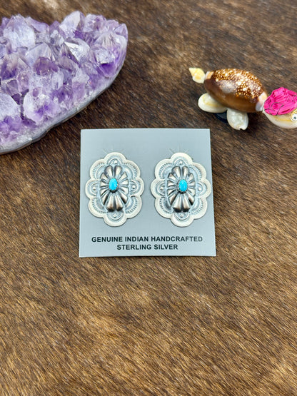Kingman Turqouise Oval Concho Earrings