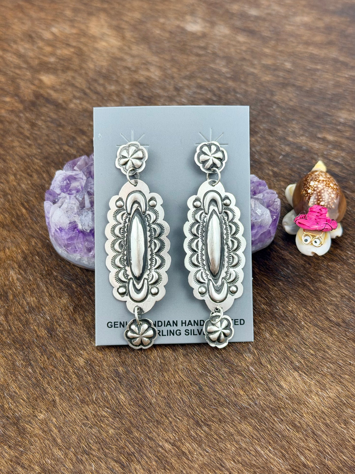 Sterling Silver Stamped Dangle Earrings