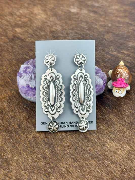 Sterling Silver Stamped Dangle Earrings