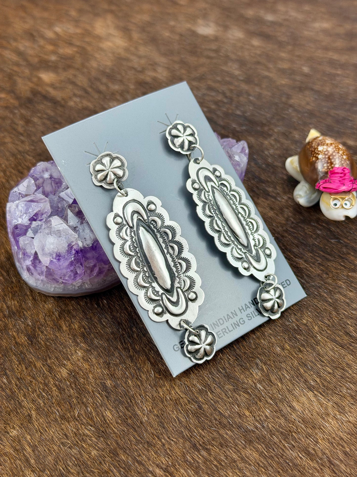 Sterling Silver Stamped Dangle Earrings