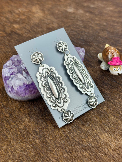 Sterling Silver Stamped Dangle Earrings