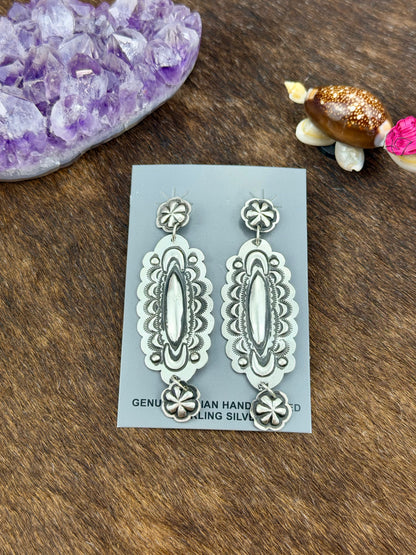 Sterling Silver Stamped Dangle Earrings