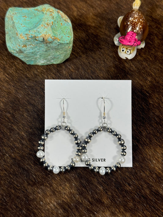 Freshwater Pearl Navajo Style Earrings