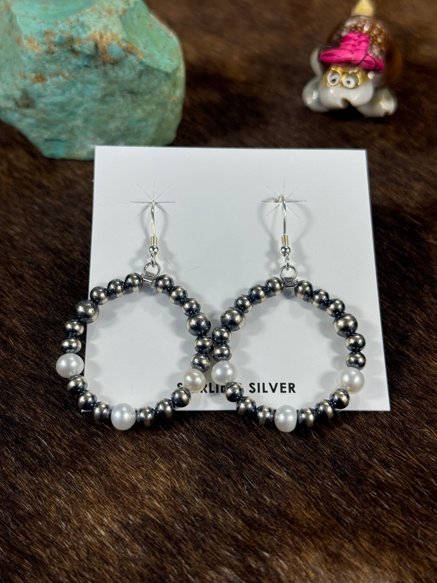 Freshwater Pearl Navajo Style Earrings