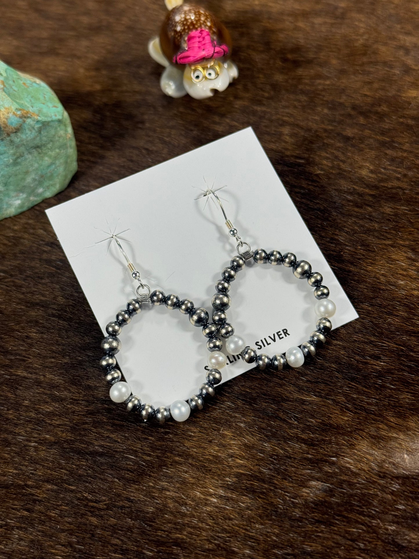 Freshwater Pearl Navajo Style Earrings