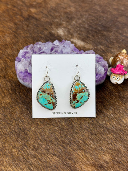 Kingman Turquoise Triangle Sterling Silver Dangle Earring