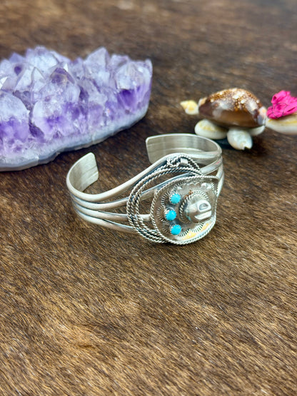 Kingman Turquoise Cowboy Hat Sterling Cuff