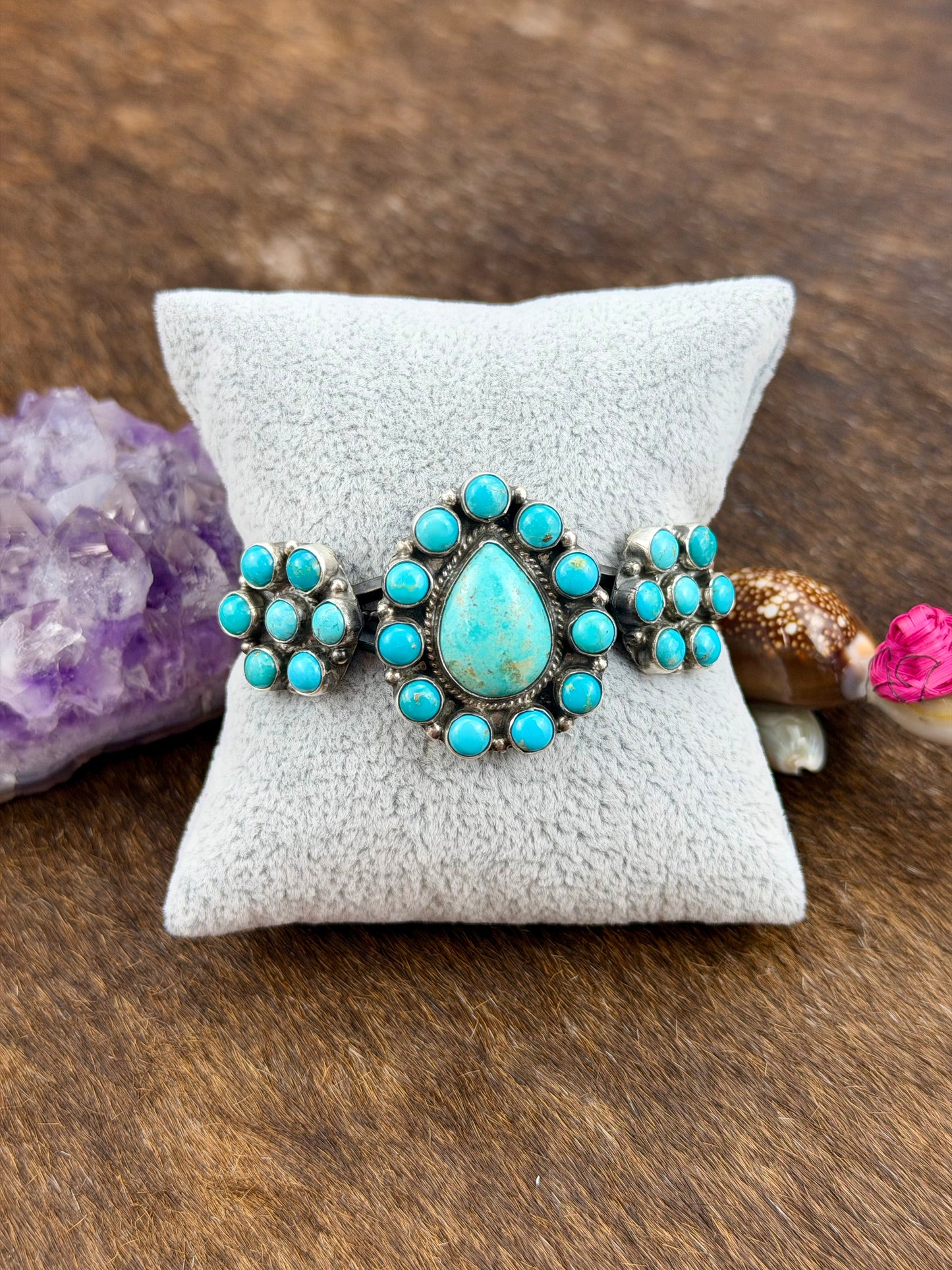 Kingman Turquoise Floral Bracelet
