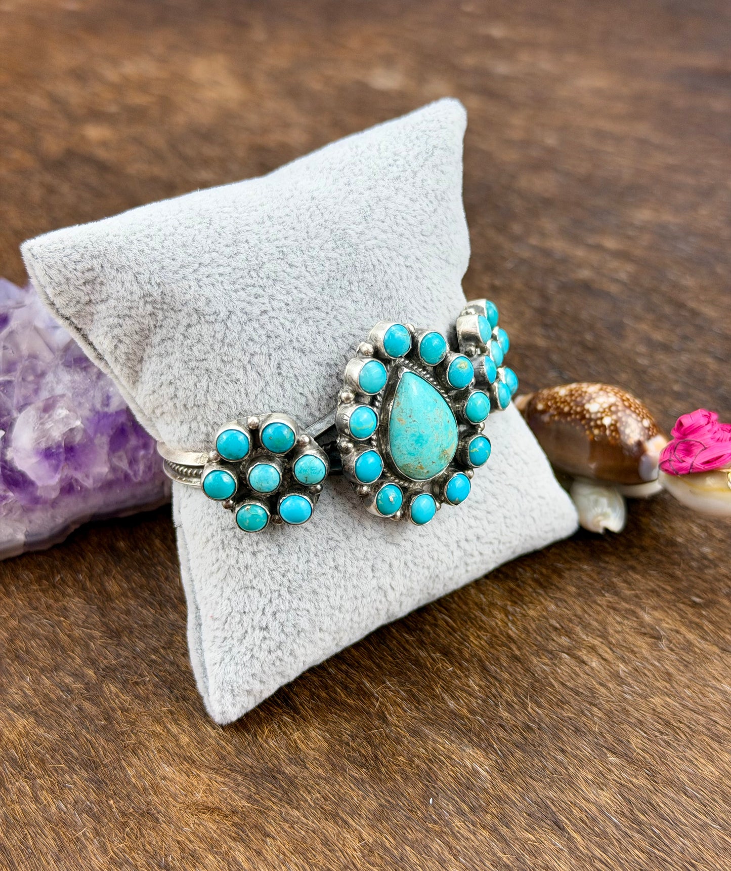 Kingman Turquoise Floral Bracelet