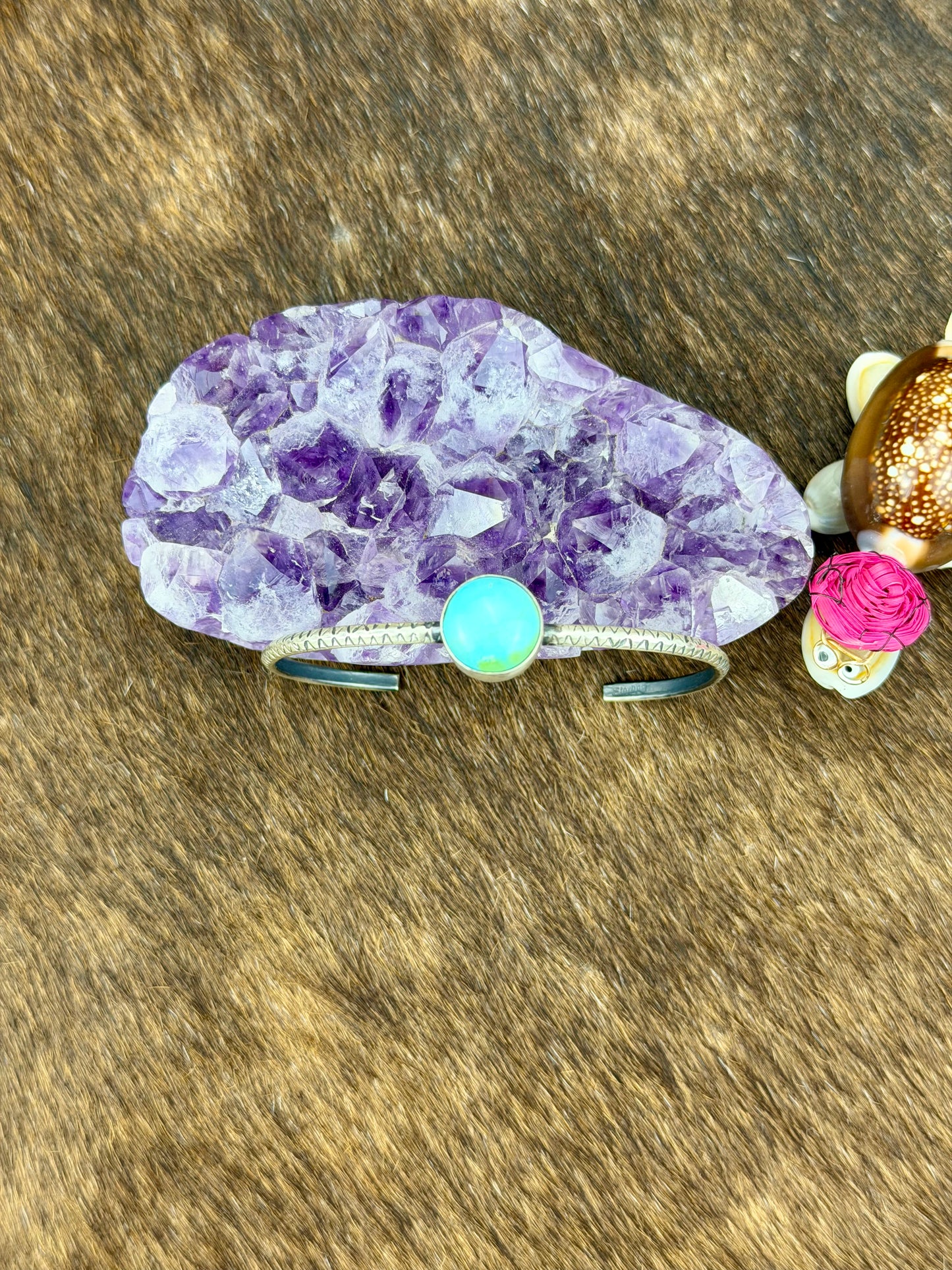 Sonoran Gold Turquoise Single Stone Sterling Cuff