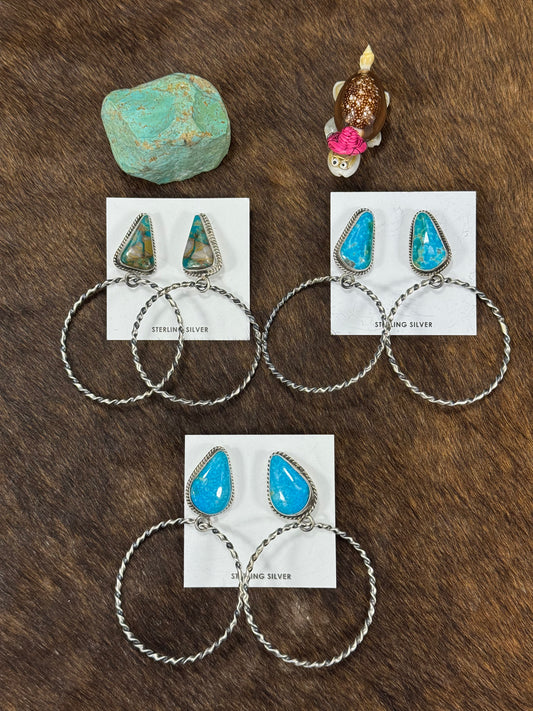 Kingman Turquoise Hoop Earring