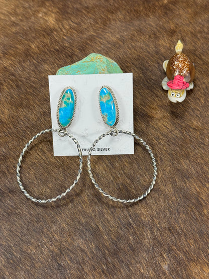 Kingman Turquoise Hoop Earring