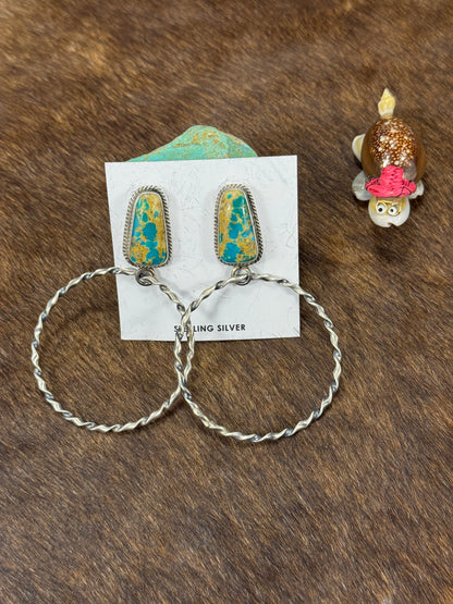 Kingman Turquoise Hoop Earring