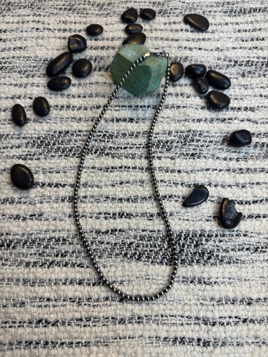 4MM " Navajo Style" Sterling Pearls Necklace
