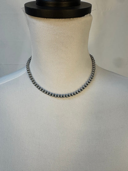 5MM " Navajo Style" Sterling Pearls Necklaces