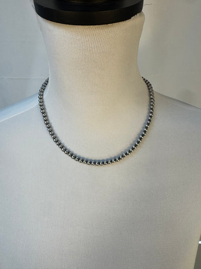 5MM " Navajo Style" Sterling Pearls Necklaces