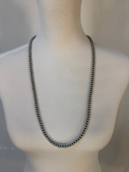 5MM " Navajo Style" Sterling Pearls Necklaces