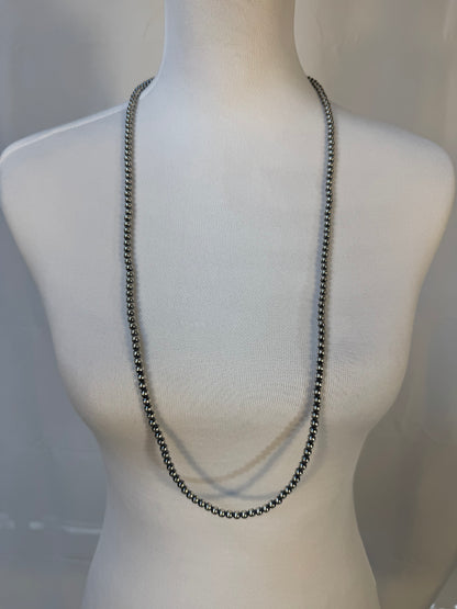 5MM " Navajo Style" Sterling Pearls Necklaces