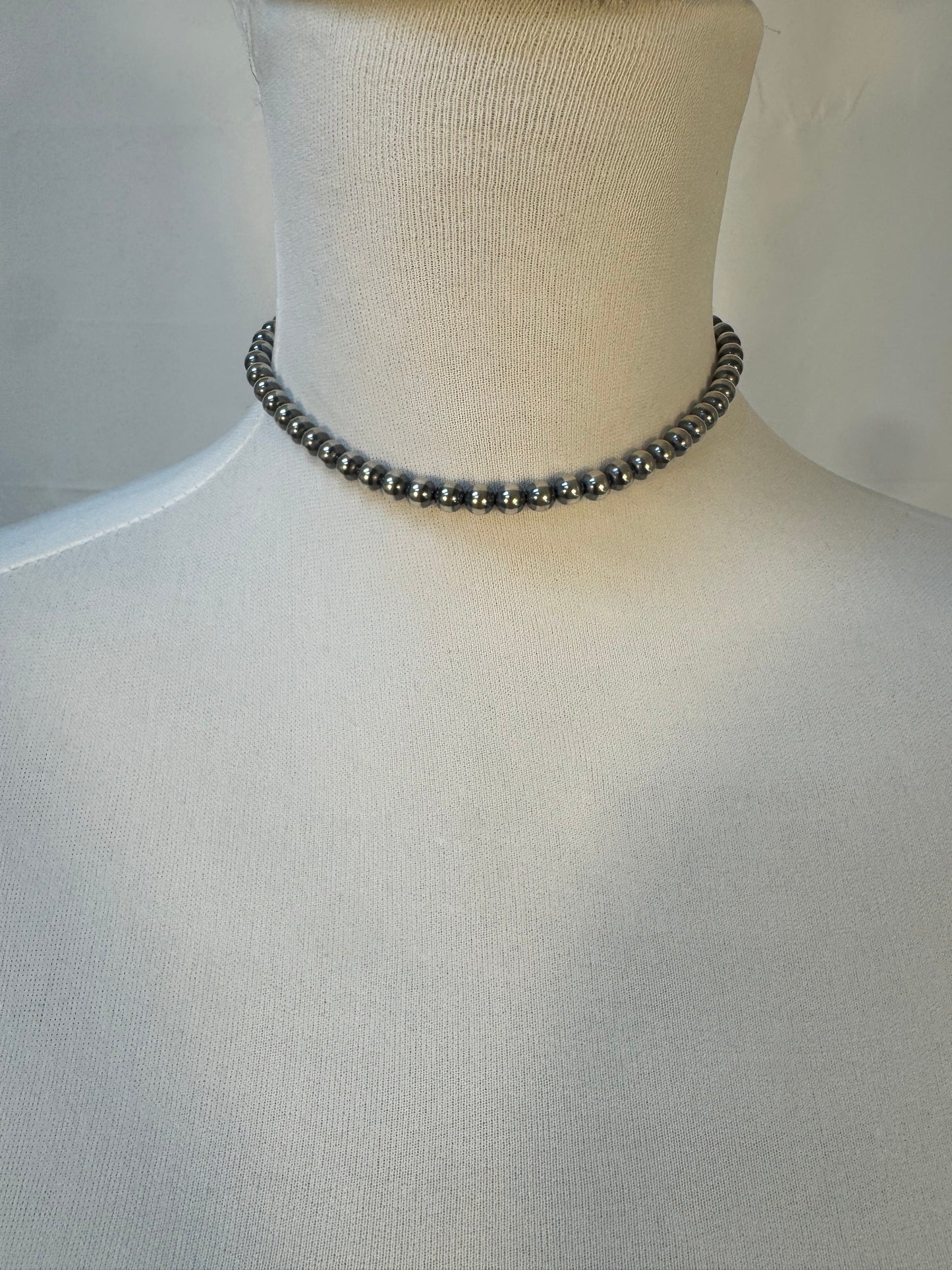 6MM " Navajo Style" Sterling Pearls Necklaces