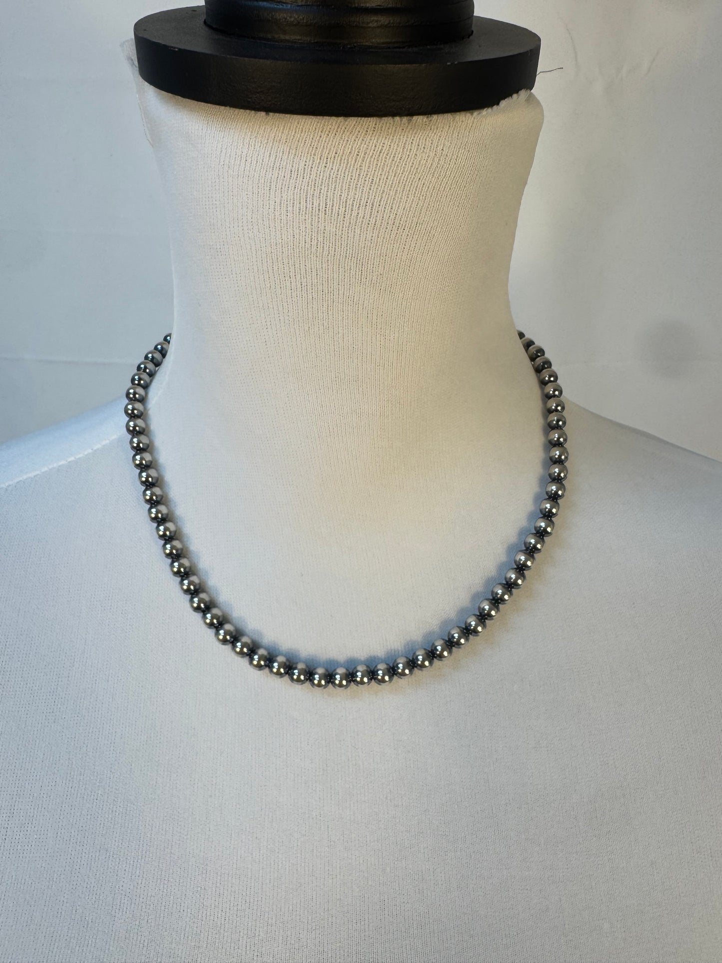 6MM " Navajo Style" Sterling Pearls Necklaces