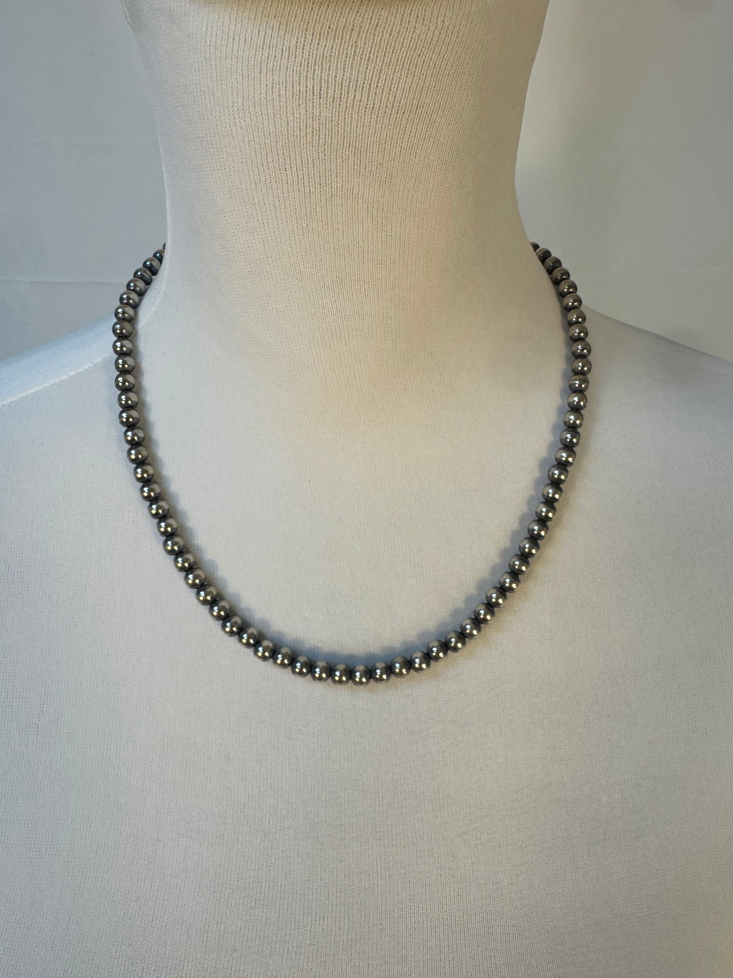 6MM " Navajo Style" Sterling Pearls Necklaces