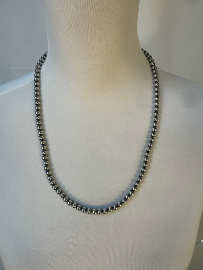 6MM " Navajo Style" Sterling Pearls Necklaces