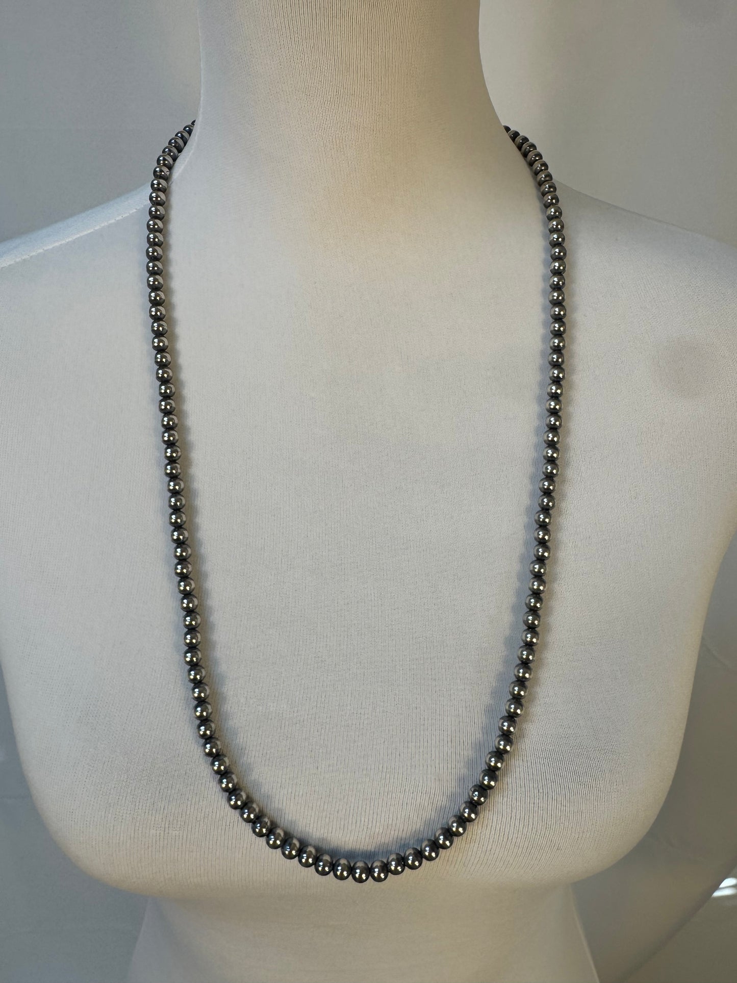 6MM " Navajo Style" Sterling Pearls Necklaces